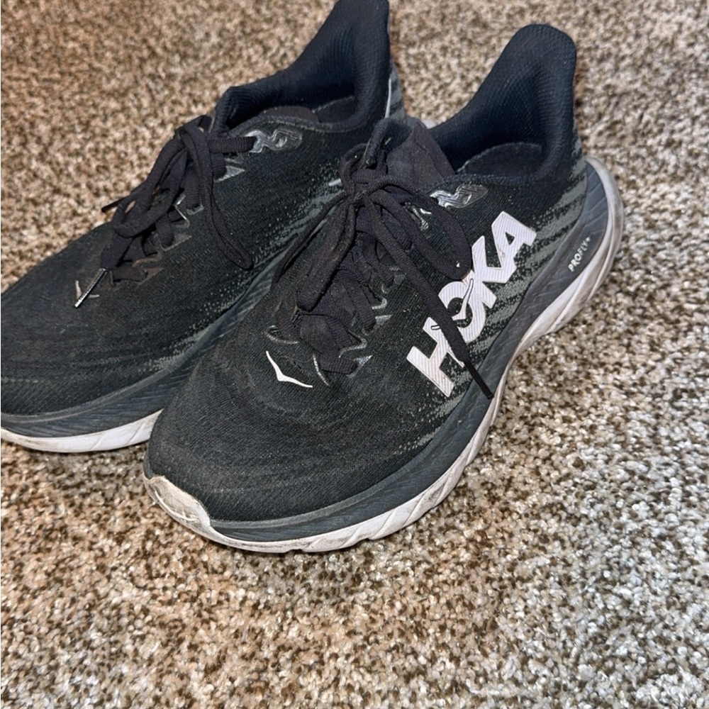 Hoka Black and White Athletic Shoes